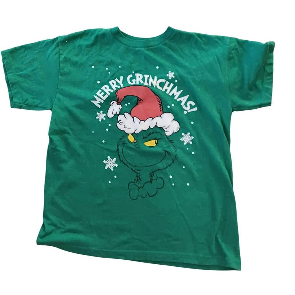 The Grinch Merry Grinchmas Christmas Graphic T-Shirt Green Dr Seuss Mens‎ Medium